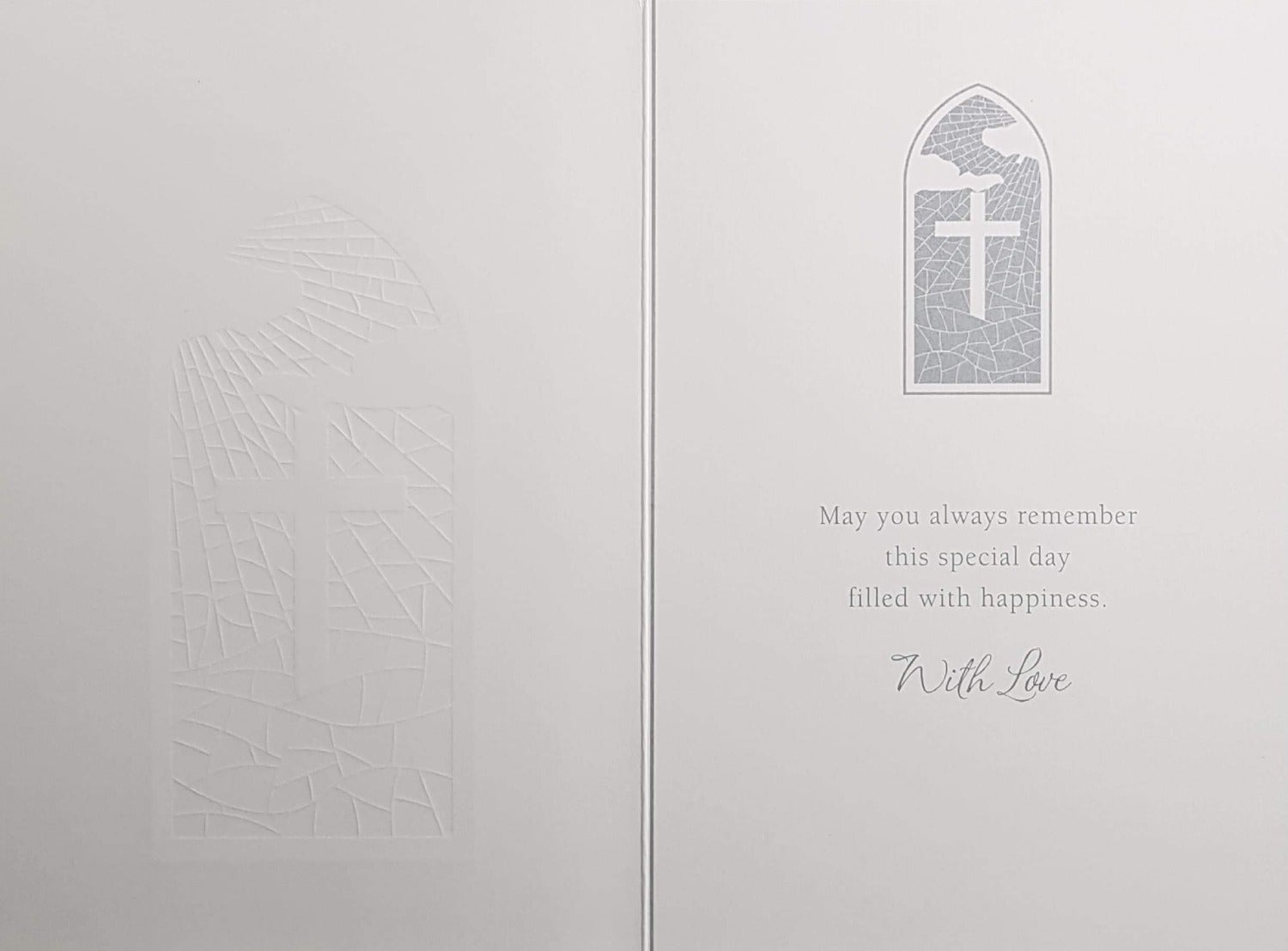 Confirmation Card - Girl / Gold Cross In Stained Glass