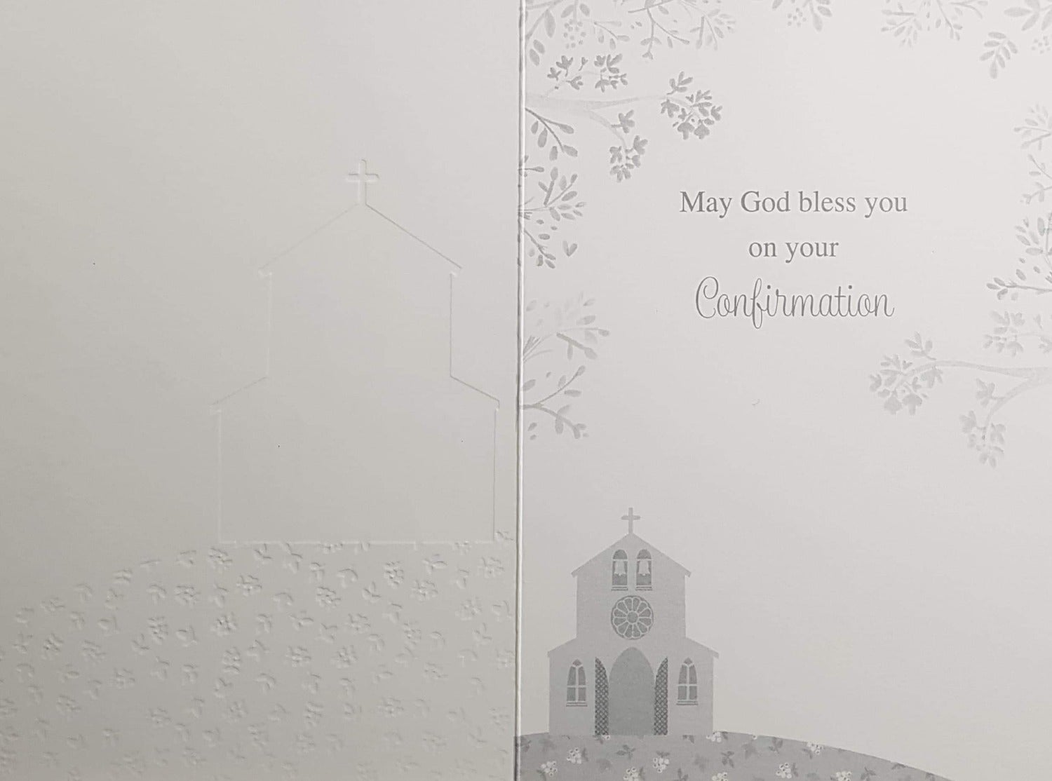 Confirmation Card - Boy / Silver Trees Above The White Church On The Hill