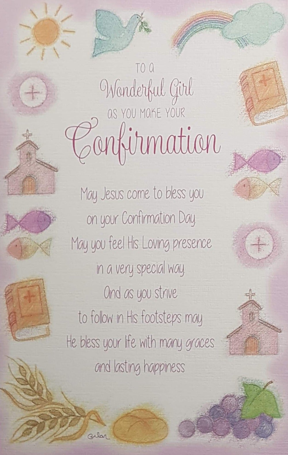 Confirmation Card - Girl /  The Bible & The Sun & The Dove