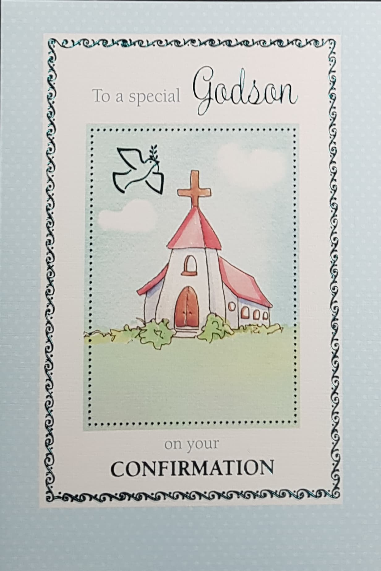 Confirmation Card - Godson / Dove & Fancy Frame