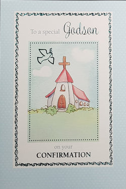 Confirmation Card - Godson / Dove & Fancy Frame