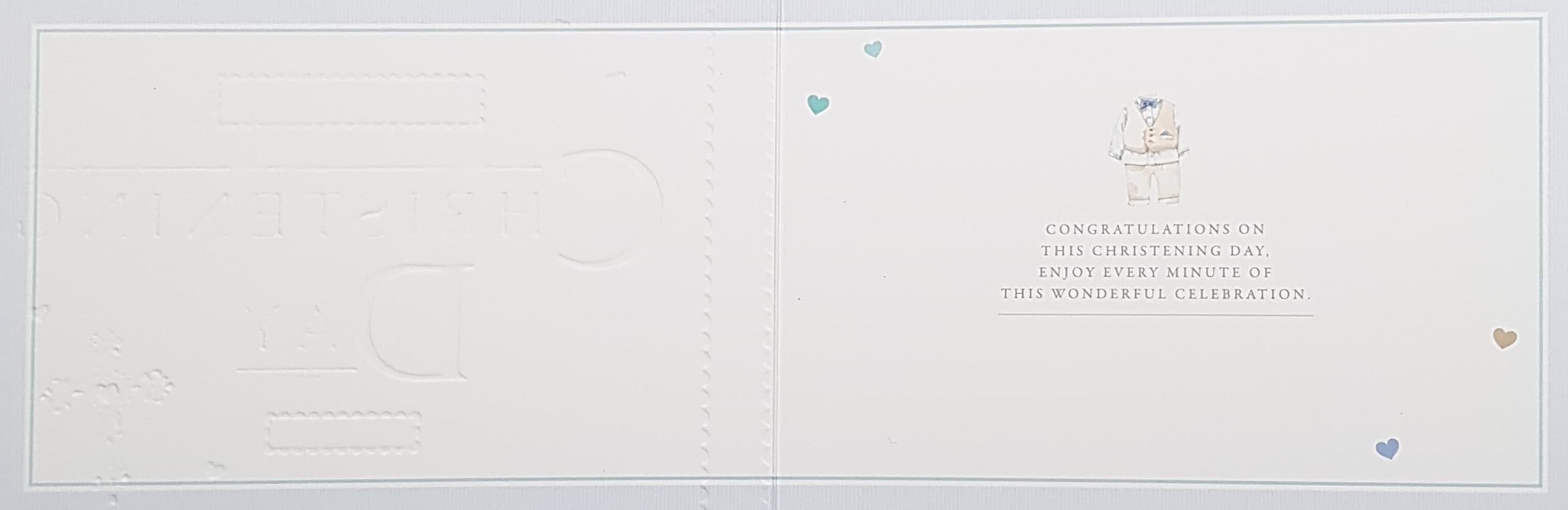 Christening Card - Special Boy / A Cute Little Suit Behind 'Christening'