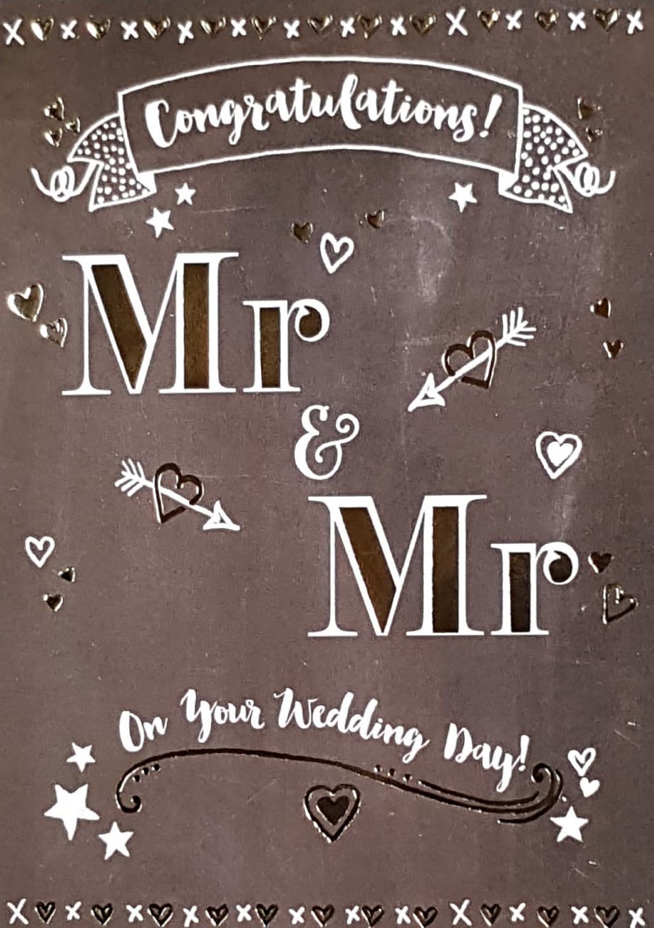 Wedding Card - Mr. & Mr. / Black & White Love Hearts & Cupid Arrows