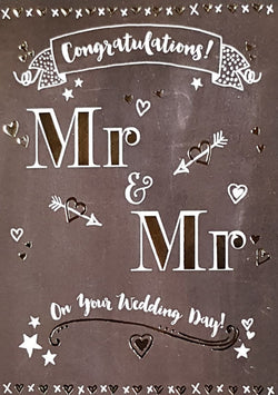 Wedding Card - Mr. & Mr. / Black & White Love Hearts & Cupid Arrows