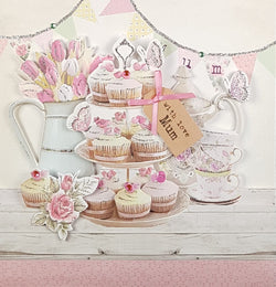 Mum Mothers Day Card - Cupcakes On Decorative Cake Stand