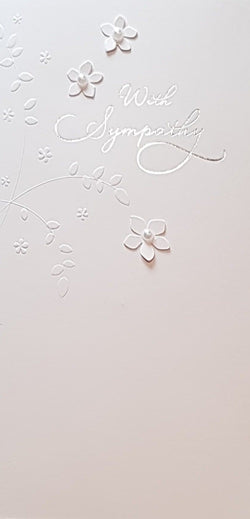 Sympathy Card - Three White Flowers With Pearls