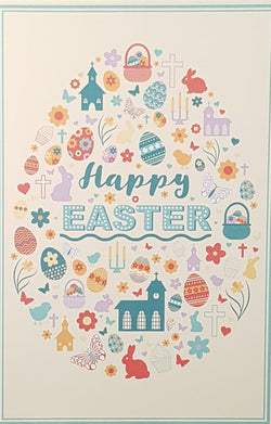 Easter Card - Traditonal / A Large Easter Egg With Flowers & Butterflies & Hearts