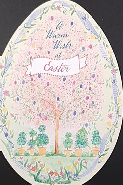 Easter Card - A Warm Wish / A Pink Tree & Purple Eggs