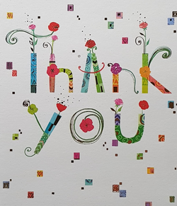 Thank You Card - Colourful Floral & Pattern Font Design