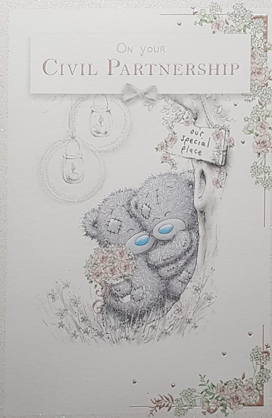 Wedding Card - Civil Partnership / 'Our Special Place' & A White Bow