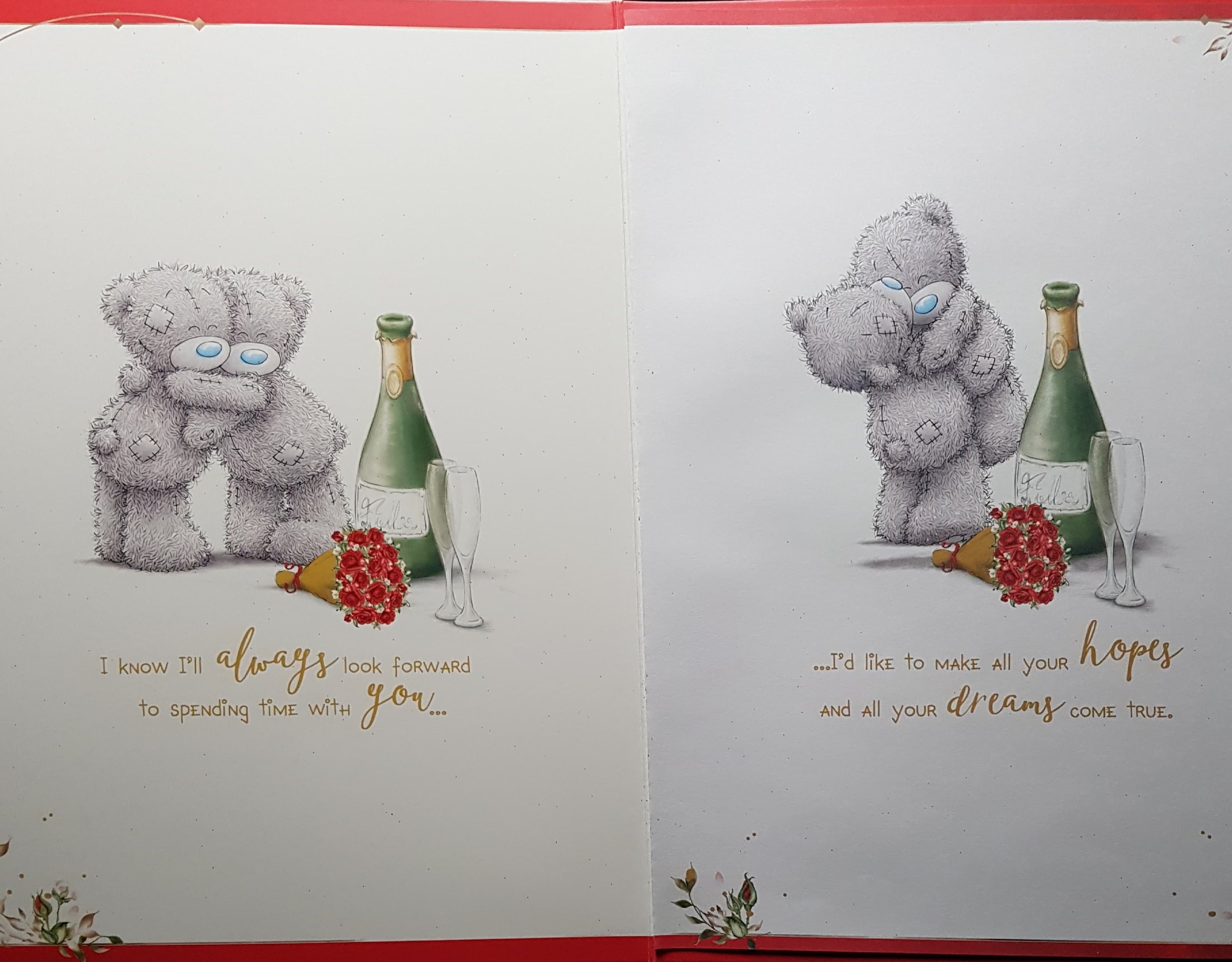 Anniversary Card - Wife / A Teddy Couple Celebrating & A Gold Glitter (A Card In A Box)