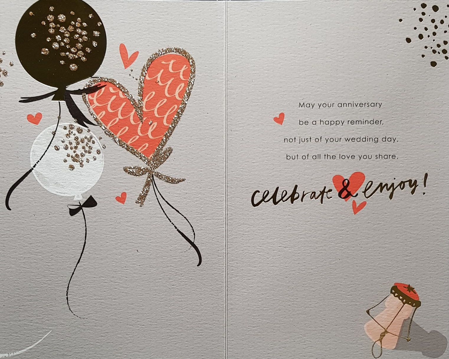 Anniversary Card - Special Friends / A Sparkly Gold Champagne Bottle With A Black Bow