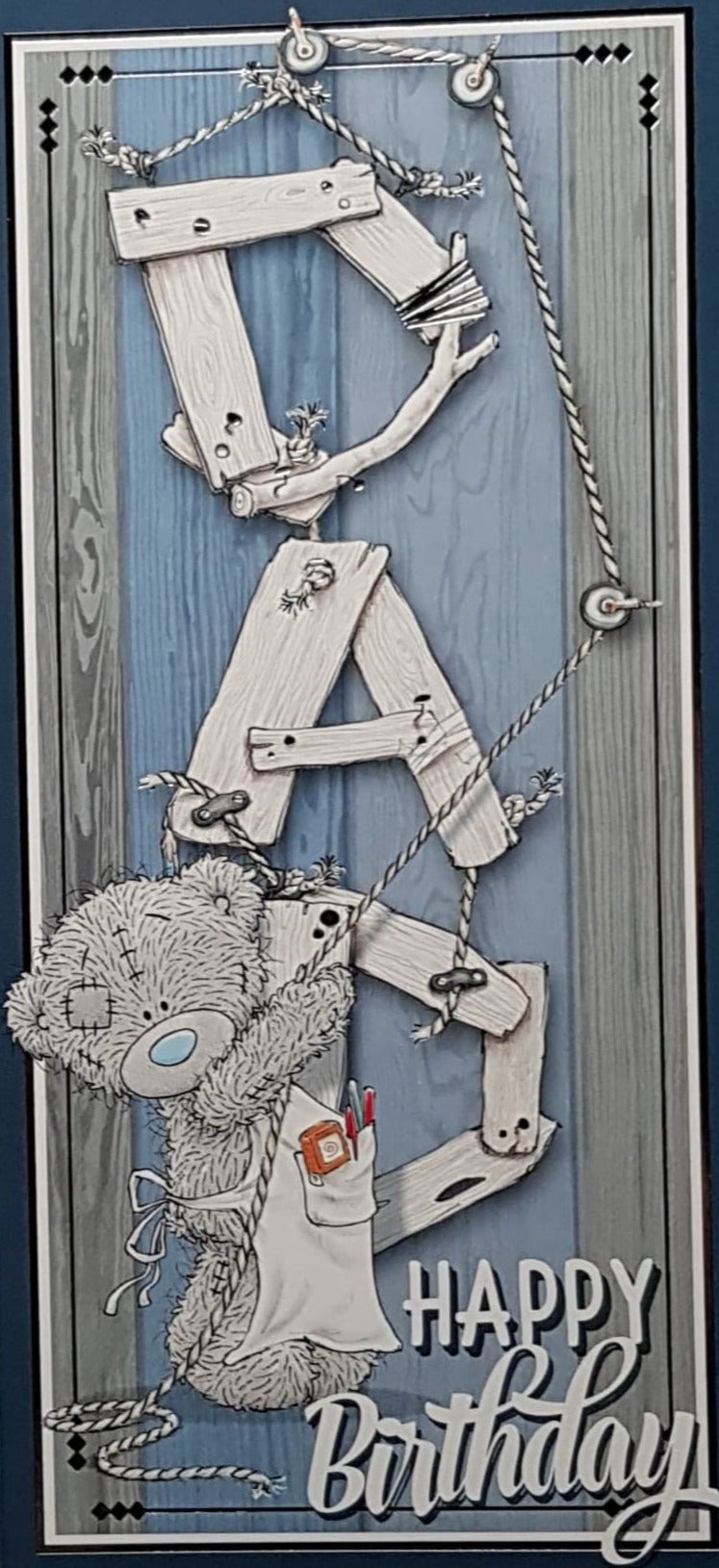 Birthday Card - Dad / 'Dad' In A Wood Motive