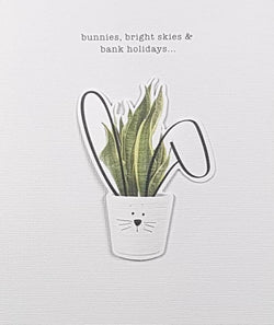 Easter Card - A Cute Bunny Rabbit Plant Pot