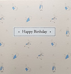 Birthday Card - A Lovely Rabbit In A Blue Jacket On A Cream Front