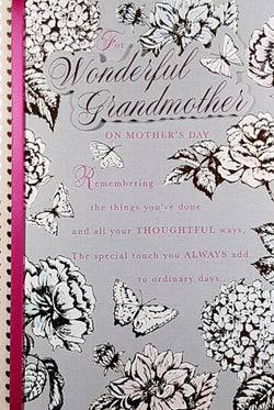 Grandmother Mothers Day Card - - Elegant Black & White Flowers