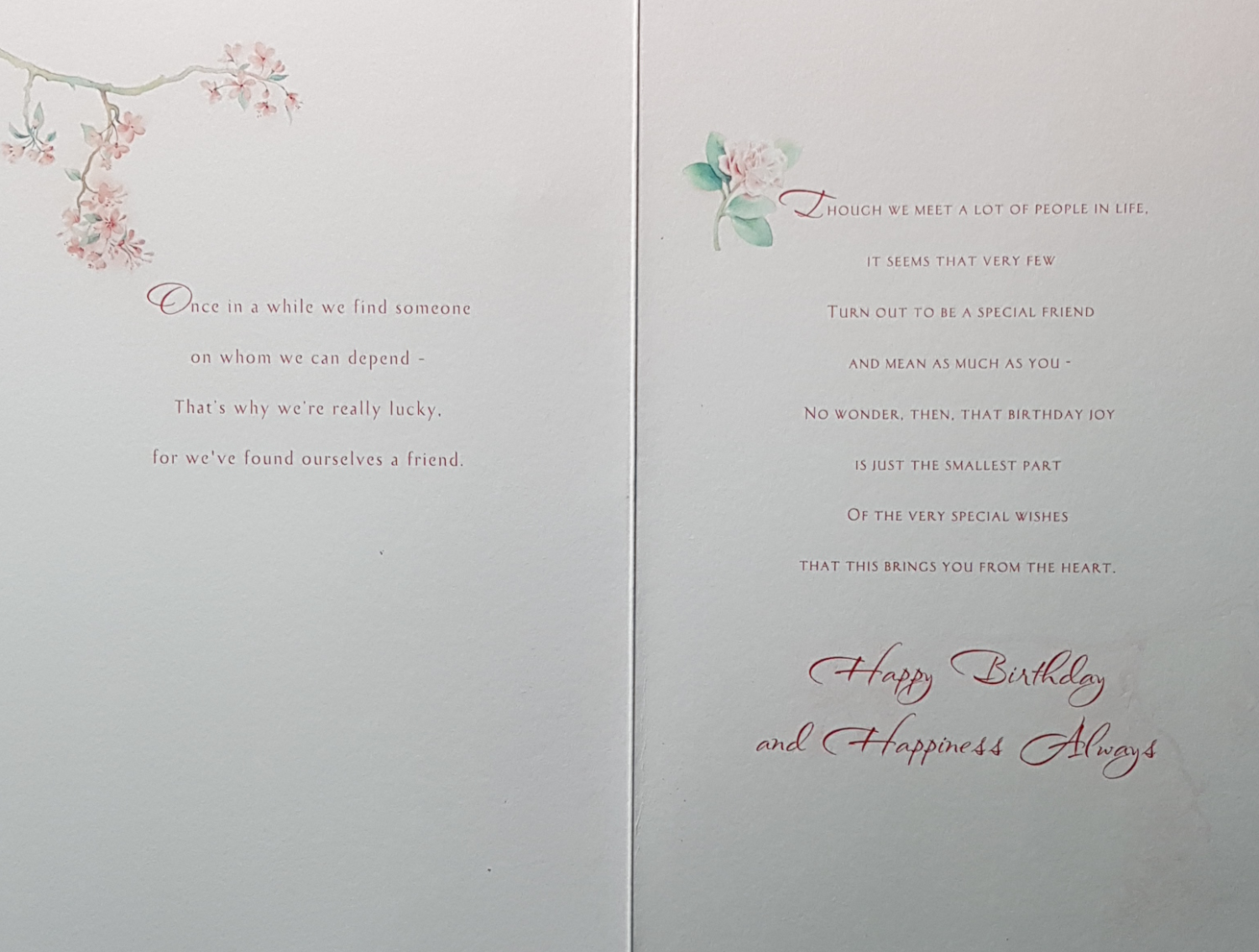 Birthday Card - Friend / A Lovely Poem 'What Is A Friend' By Emily Matthews