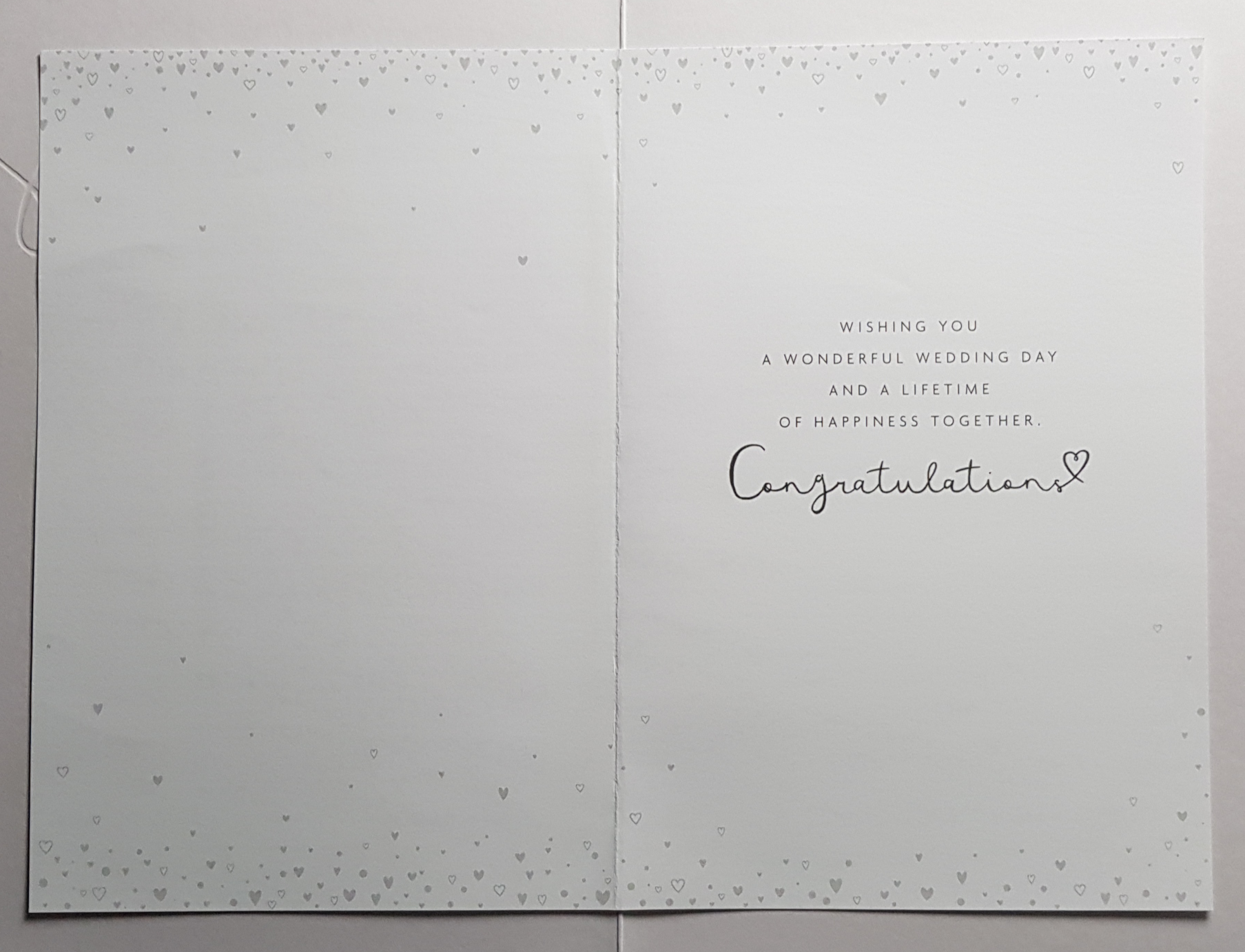 Wedding Card - Shiny Silver Font & Hearts
