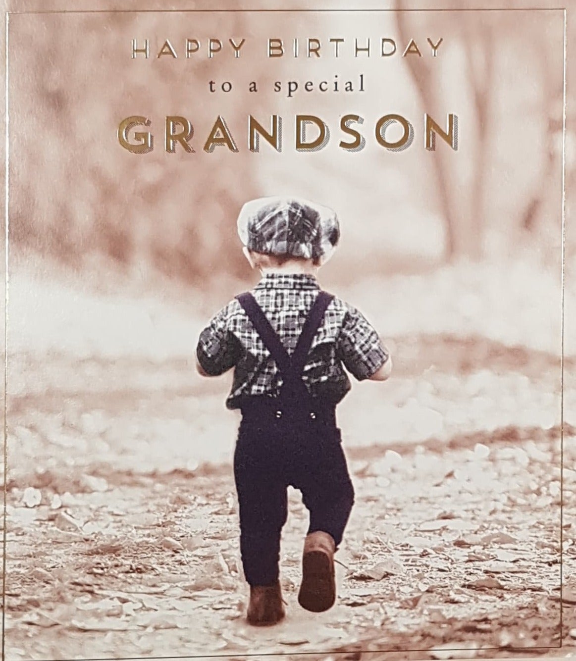 Birthday Card - Grandson / A Little Boy Walking Towards Forest