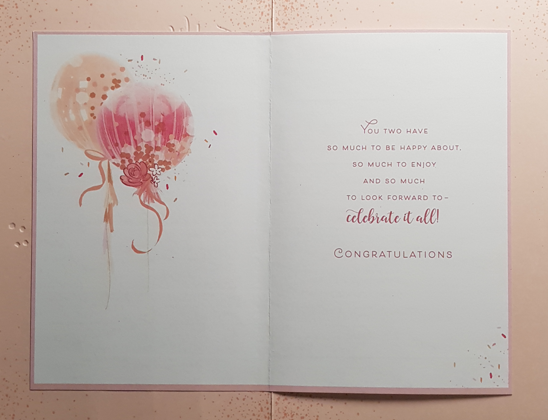 Wedding Card - Balloons With A Gold Font & Sequins