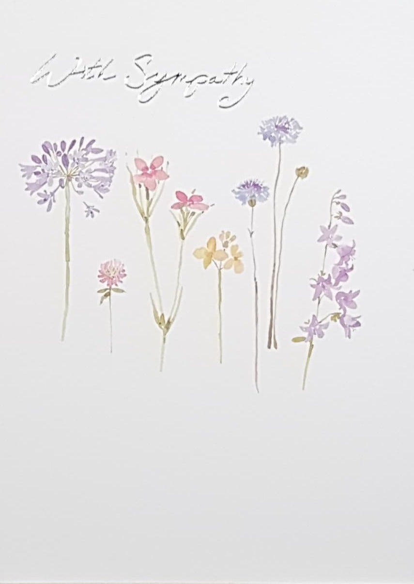 Sympathy Card - Purple & Pink Little Flowers