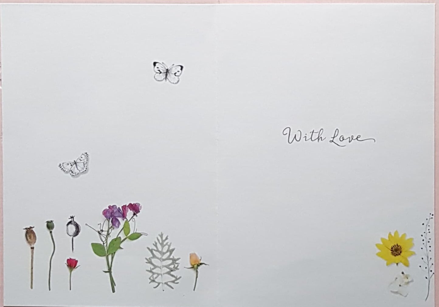 Birthday Card - Especially For You / Flowers & Leaves On A Pink Background