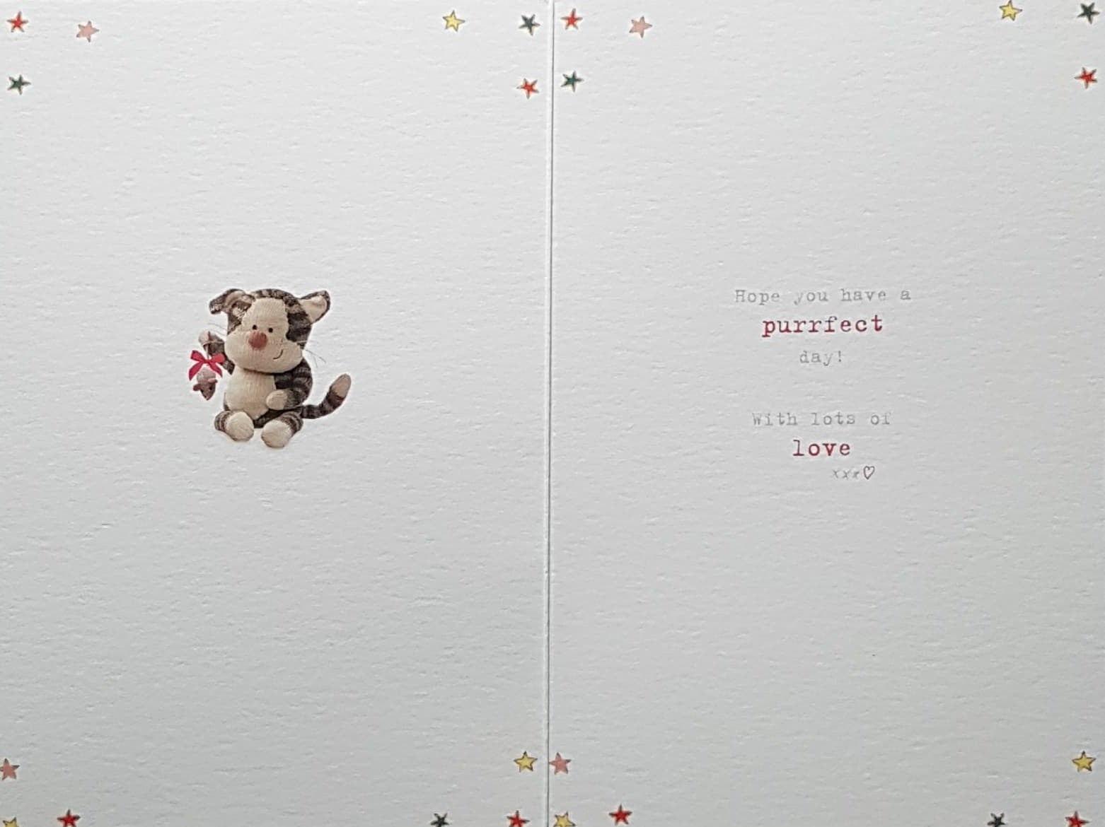 Birthday Card - From The Cat / A Cute Cat Holding A Mouse With A Red Ribbon