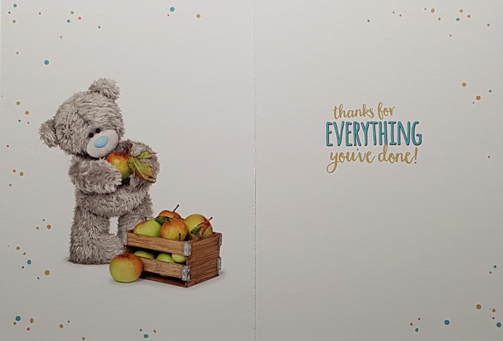 Thank You Teacher Card - A Cute Teddy Holding An Apple