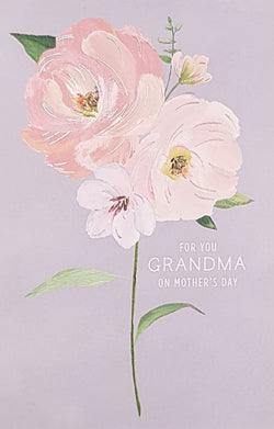 Grandma Mothers Day Card - Pink Flowers on Single Stem