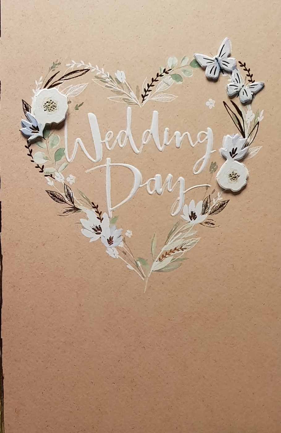 Wedding Card - A White Floral Heart On A Gold Background