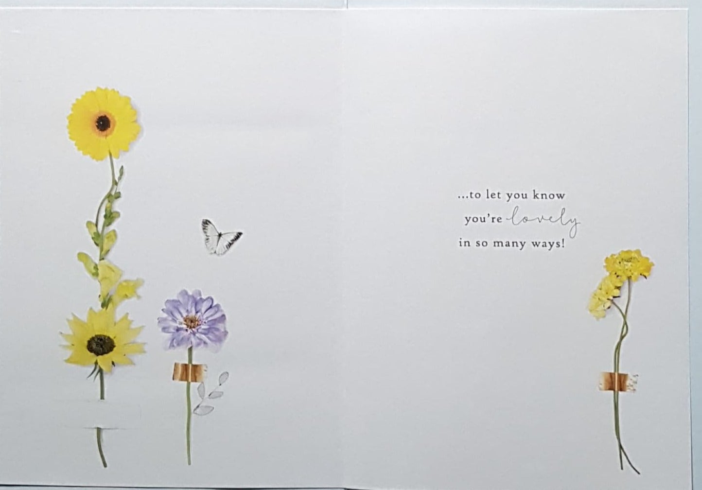 Birthday Card - Just For You / Yellow Flowers In Envelope
