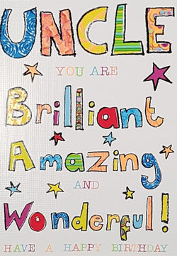 Birthday Card - Uncle / Colourful Letters & Stars