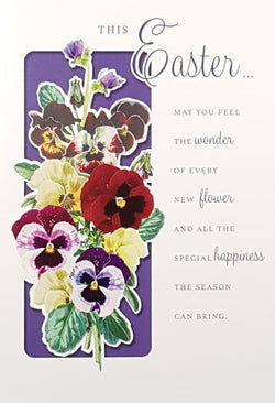 Easter Card - Colourful Orchids On A Purple Background