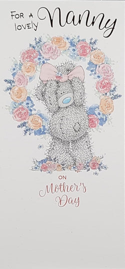 Nanny Mothers Day Card - A Lovely Teddy With A Pink Bow