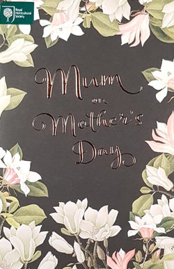 Mum Mothers Day Card - Shiny Font & Pink Floral Border