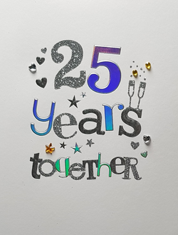 Anniversary Card - 25th Anniversary / Little Silver Hearts & Stars