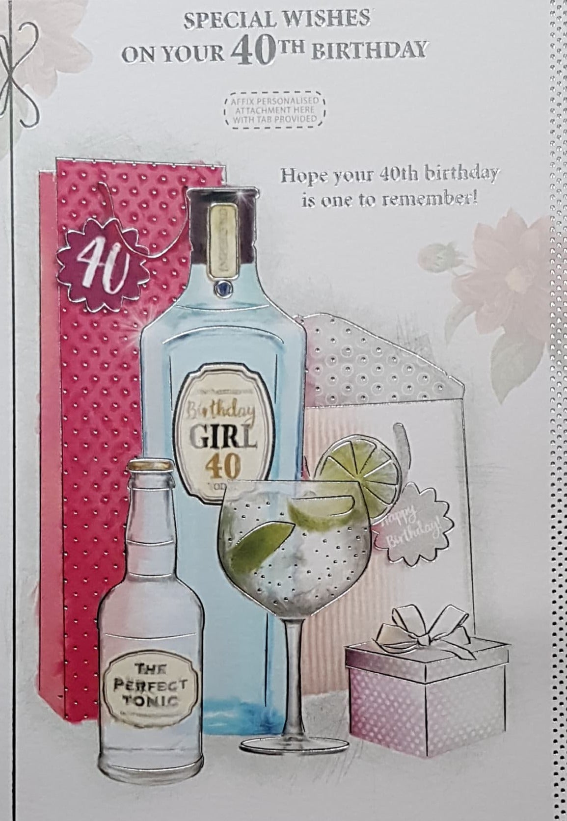 Personalised Card - Age 40 Birthday / A Glass Of Gin & Tonic & Lime Slices