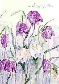 Sympathy Card - Drooping Purple & White Flowers