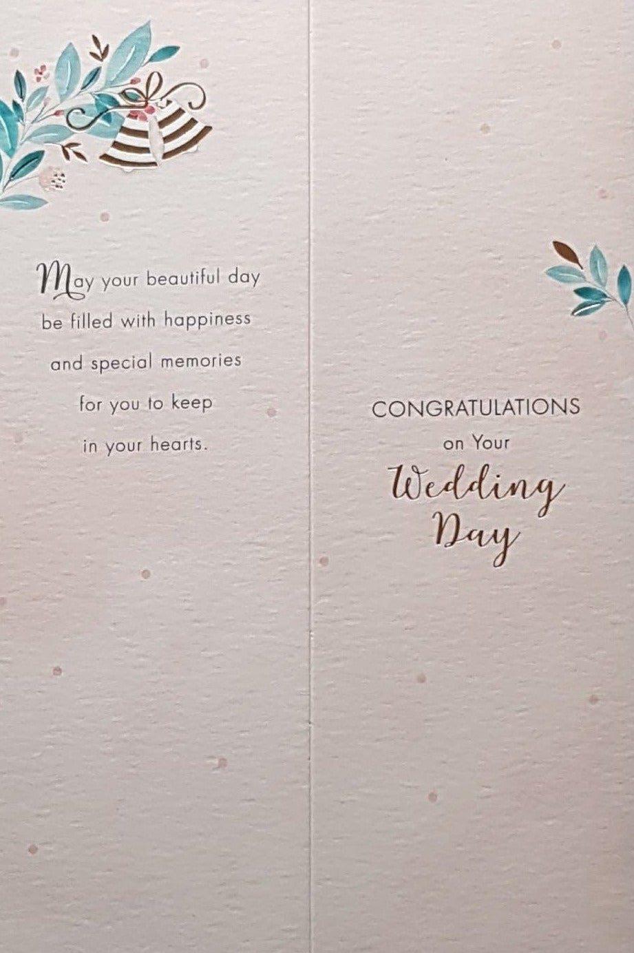 Wedding Card - A Beautiful Flower Motive & Two Gold Bells (Pop Up Card)