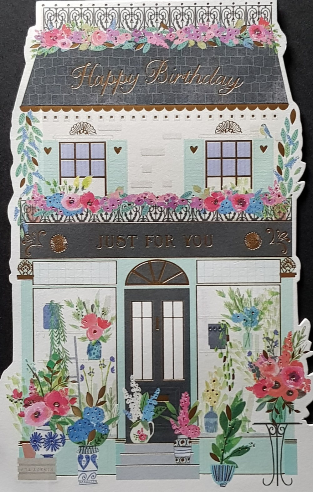 Birthday Card - General Female / Elegant House & Beautiful Flower Pots