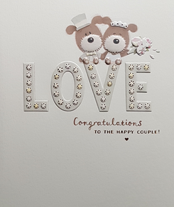 Wedding Card - Cute Bride & Groom Cartoon Dogs