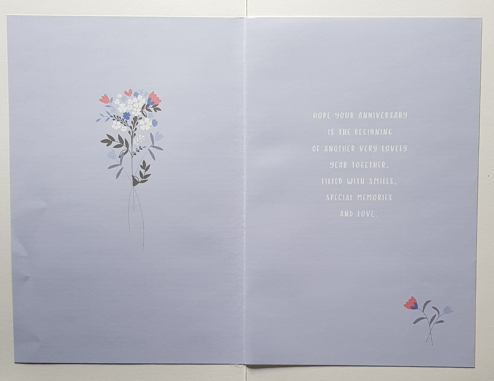 Anniversary Card - Pretty Purple & Pink Flowers On A Purple Background