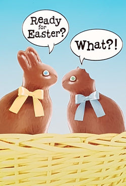 Easter Card - Chocolate Bunnies & One Missing Its Ears (Humour)