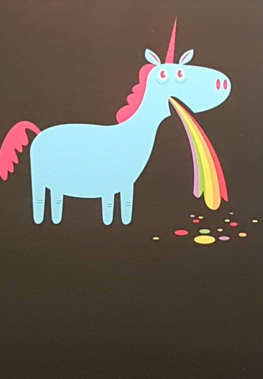 Birthday Card - Humour / A Blue Unicorn On A Brown Front