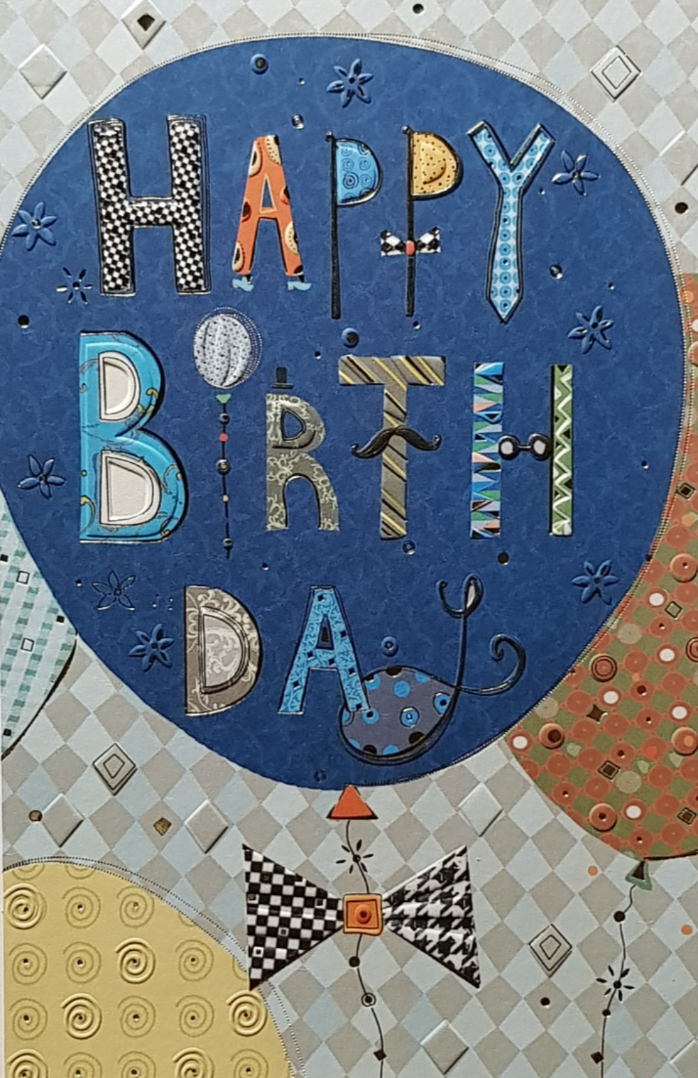 Birthday Card - General Male / A Blue Balloon Decorated With A Bow