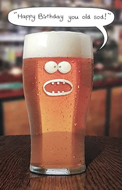 Birthday Card - Humour / A Pint Of Beer Talking & A Brown Table