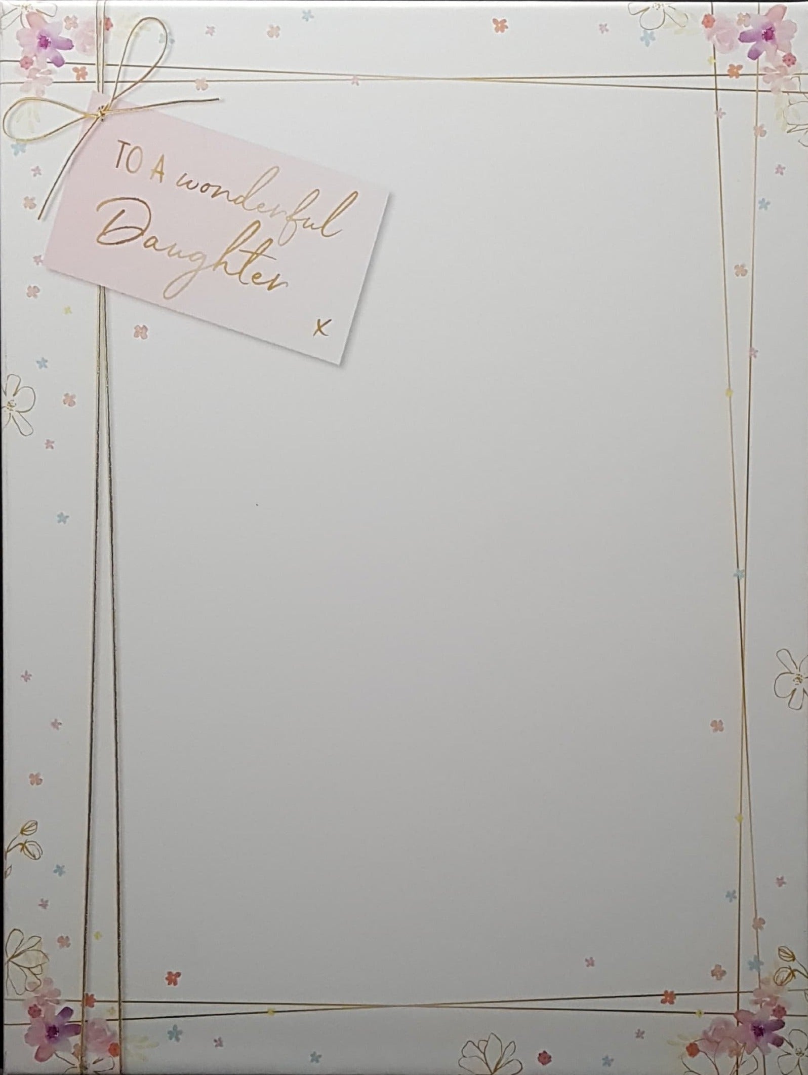 Birthday Card - Daughter / Pretty Floral Motive With Pink Pearls  (A Card In A Box)