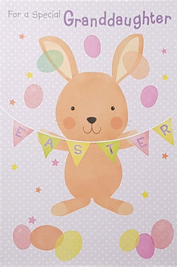 Easter Card - Granddaughter / A Lovely Rabbit & Pink Eggs