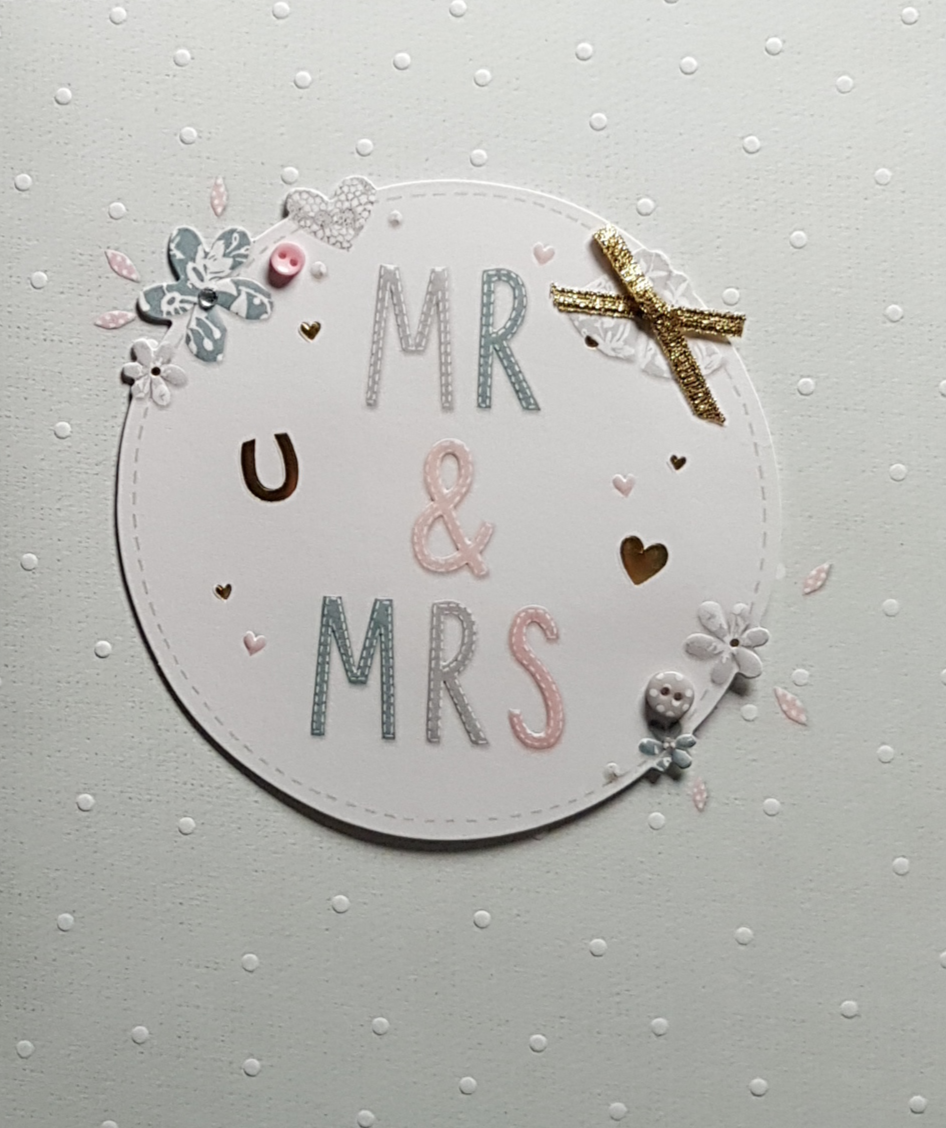 Wedding Card - Mr. & Mrs. & A Little Gold Bow