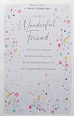 Birthday Card - Friend / 'You Are A Wonderful Friend' & Purple Front